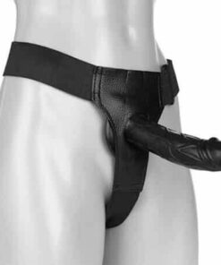 Black Unisex Hollow Strap On Dildo - 7 Inch